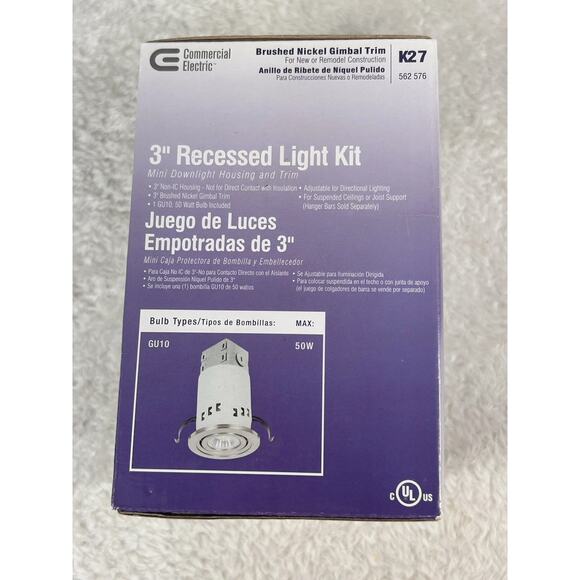 Commercial Electric K27 NEW 3" Recessed Light Fixture 562-576 Brushed Nickel - Picture 4 of 6